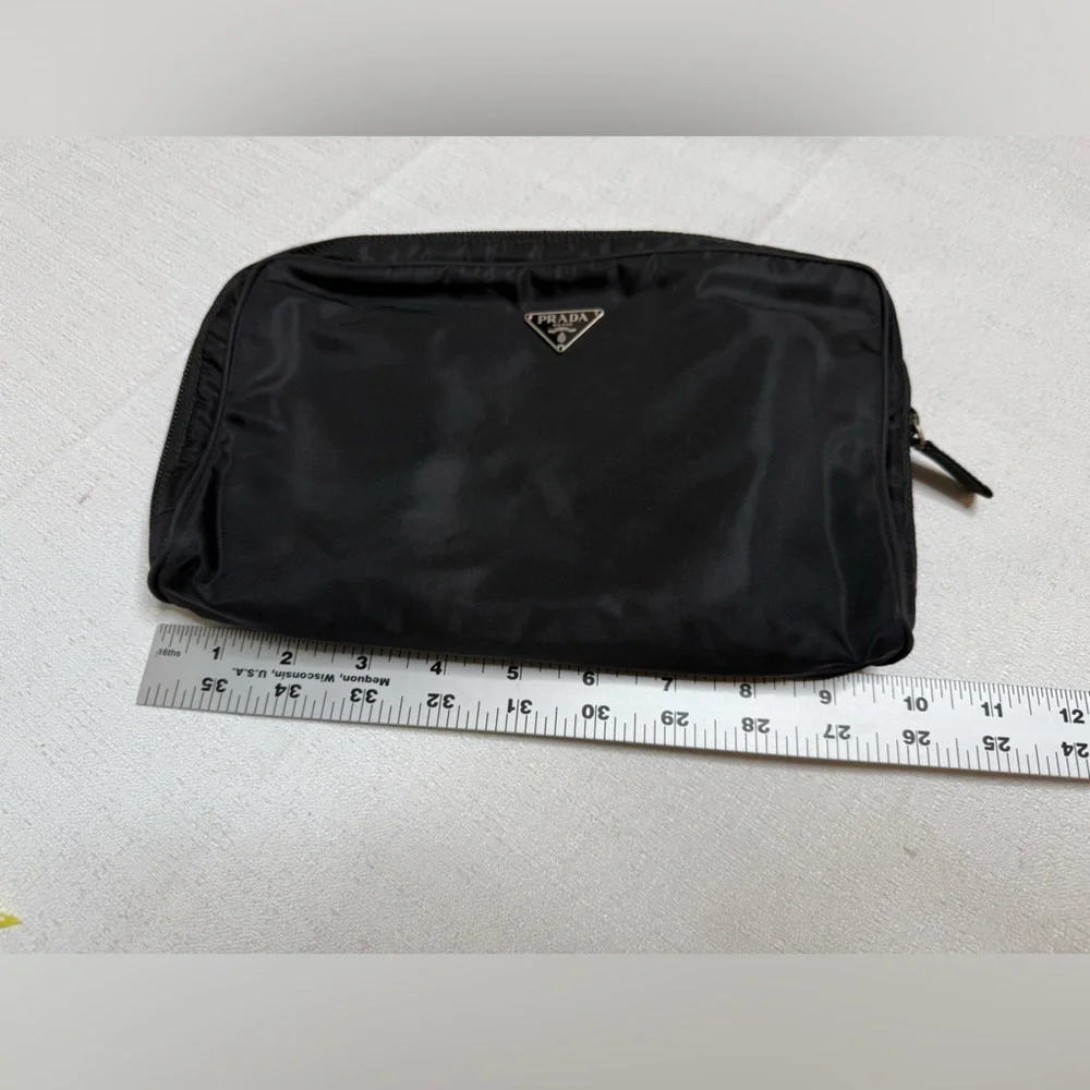 Prada Nylon Pouch Cosmetic Case Black Made in Italy - Picture 2 of 11